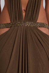Zoe | Rhinestone Drape Maxi Dress