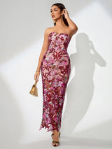 Dahlia | Floral Sequin Maxi Dress