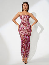 Dahlia | Floral Sequin Maxi Dress