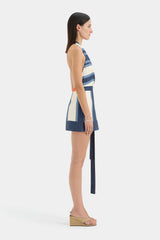 Monroe | Striped Wrap Halter Mini Dress