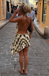 Presley | Animal Print Halter Mini Dress