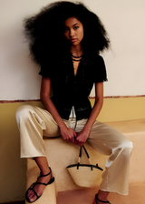 Thalina | Sheer Lace Tie Blouse
