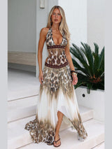 Zaria | Leopard Halter Maxi Dress