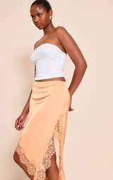 Poppy | Lace Satin Midi Skirt