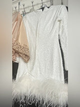 Elise | Sequin Feather Mini Dress