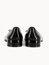 Orielle | Black Leather Split-Toe Tabi Fold Ballerina Flats