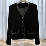 Elise | Velvet Trim Cardigan